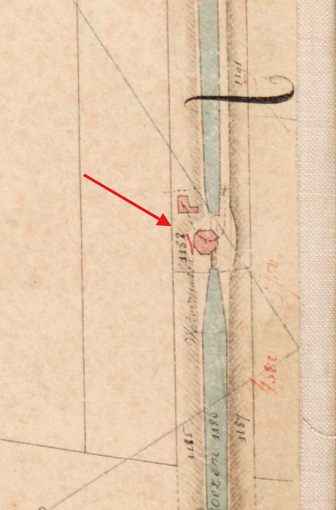 Molen 06486 p Aarlanderveensche Droogmakerij, middenmolen / Nr. 2 (Aarlanderveen), detail van kaart Kadastrale kaart 1811-1832: minuutplan Aarlanderveen, Zuid-Holland, sectie A, blad 04 (MIN08001A04) | Database Nederlandse molens