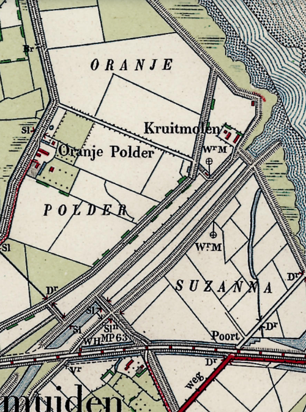 Molen 16152 De Kruitmolen (Arnemuiden), detail topogr.kaart 1915 | Database Nederlandse molens