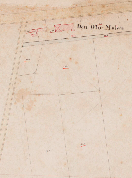 Molen 08824 De Goede Verwachting (Axel), Kadastrale kaart 1811-1832: minuutplan Axel, Zeeland, sectie F, blad 02&nbsp; | Database Nederlandse molens
