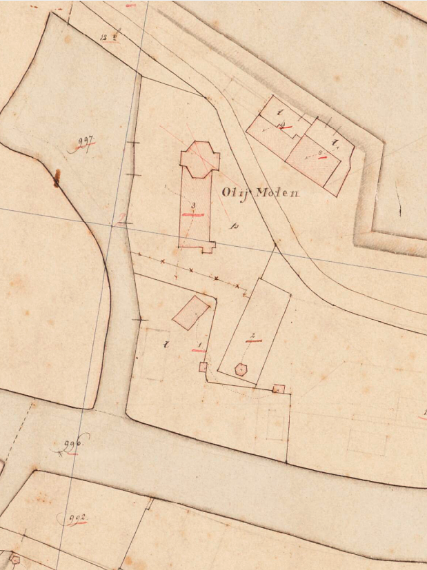 Molen 07968 De Dubbelden Arend (Goes), Kadastrale kaart 1811-1832: minuutplan Goes, Zeeland, sectie D, blad 01 (MIN09030D01) | Database Nederlandse molens