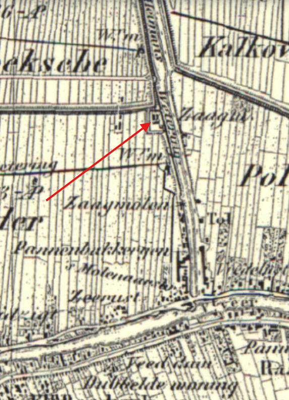 Molen 01789 bis v Achterste molen / Molen van Piek (Alphen aan den Rijn), detail van topogr.kaart 1871 | Database Nederlandse molens