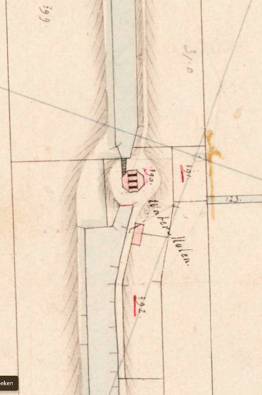 Molen 01789 bis j Nieuwkoopse Droogmakerij, Nieuwkoopse polder, 3e gang, bovenmolen 3 (Nieuwveen), Kadastrale kaart 1811-1832: minuutplan Nieuwveen, Zuid-Holland, sectie A, blad 02 (MIN08135A02) | Database Nederlandse molens