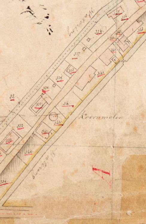 Molen 06469 x De Hoop (Barendrecht), Kadastrale kaart 1811-1832: minuutplan Oost Barendrecht,
Zuid-Holland, sectie A, blad 01 nr 342 (MIN08145A01) | Database Nederlandse molens