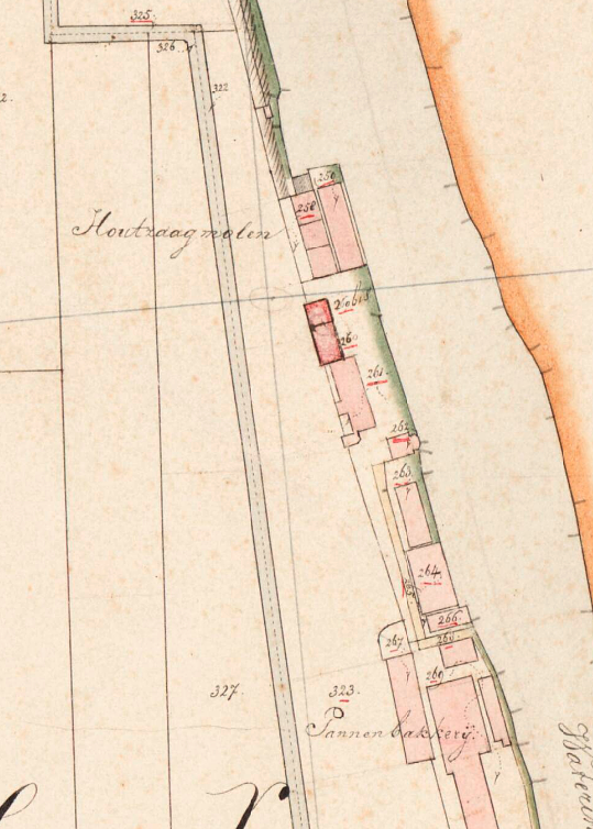 Molen 06486 k Het Noordsche Bos / Voorste Molen (Alphen aan den Rijn), Kadastrale kaart 1811-1832: minuutplan Oudshoorn, Zuid-Holland, sectie A, blad 02 | Database Nederlandse molens