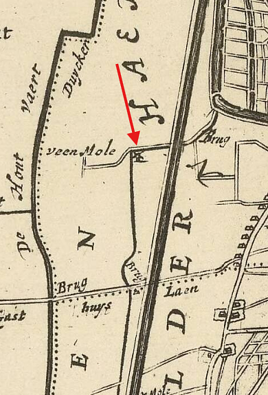 Molen 16604 Veenpolder onder Heemstede (1e) (Haarlem), Nationaal Archief.nl: G Kaart van het hoogheemraadschap van Rijnland (1647, verbeterd in 1687)
&nbsp;
&nbsp; | Database Nederlandse molens
