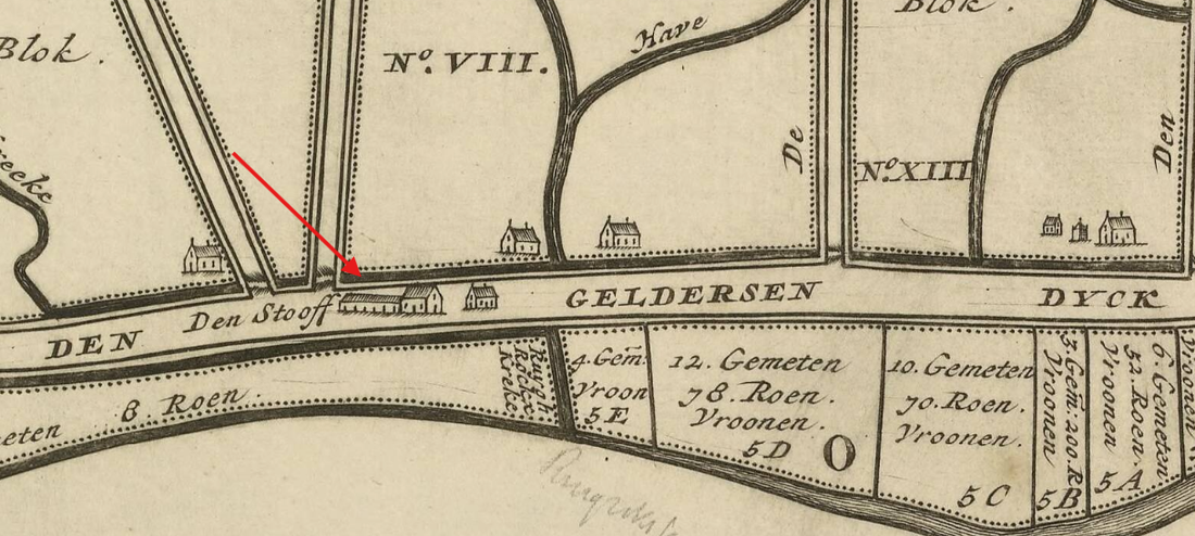 1, Molen 15899 De Geldersche Meestoof (Dirksland), Nationaal archief.nl: Detail van Kaartboek van den lande van Voorne, gemaakt ingevolge resolutie van heeren breede geerfdens van 7 Juni 1695. | Database Nederlandse molens