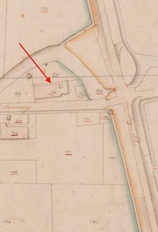 Molen 18019 Meestoof van Numansdorp (Numansdorp), Detail Kadastrale kaart 1811-1832: minuutplan Numansdorp, Zuid-Holland, sectie B, blad 04 (MIN08141B04) | Database Nederlandse molens