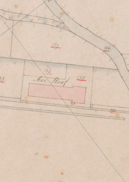 Molen 15901 Meestoof (Stellendam), Detail Kadastrale kaart 1811-1832: minuutplan Stellendam, Zuid-Holland, sectie B, blad 01 (MIN08197B01)Gemeentecode | Database Nederlandse molens