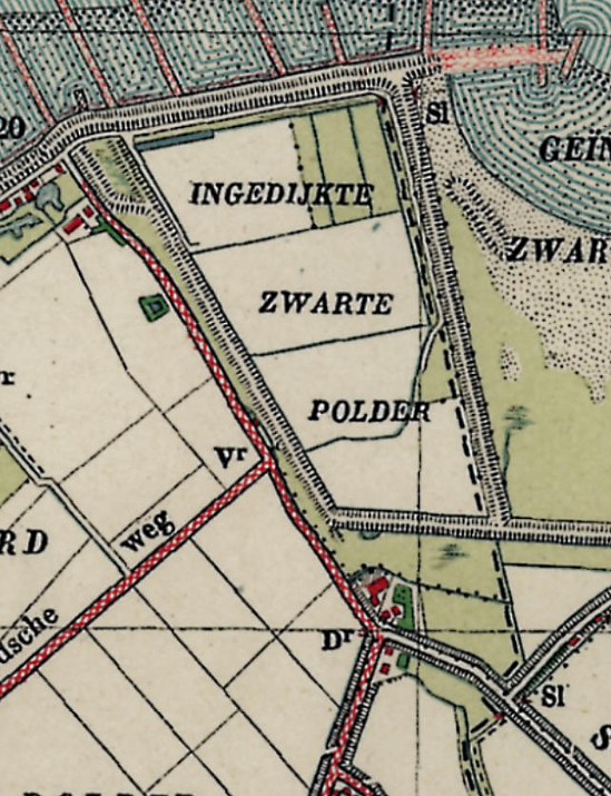 Molen 17857 Herdijkte Zwarte Polder (Cadzand), detail van topografische kaart 1920 | Database Nederlandse molens