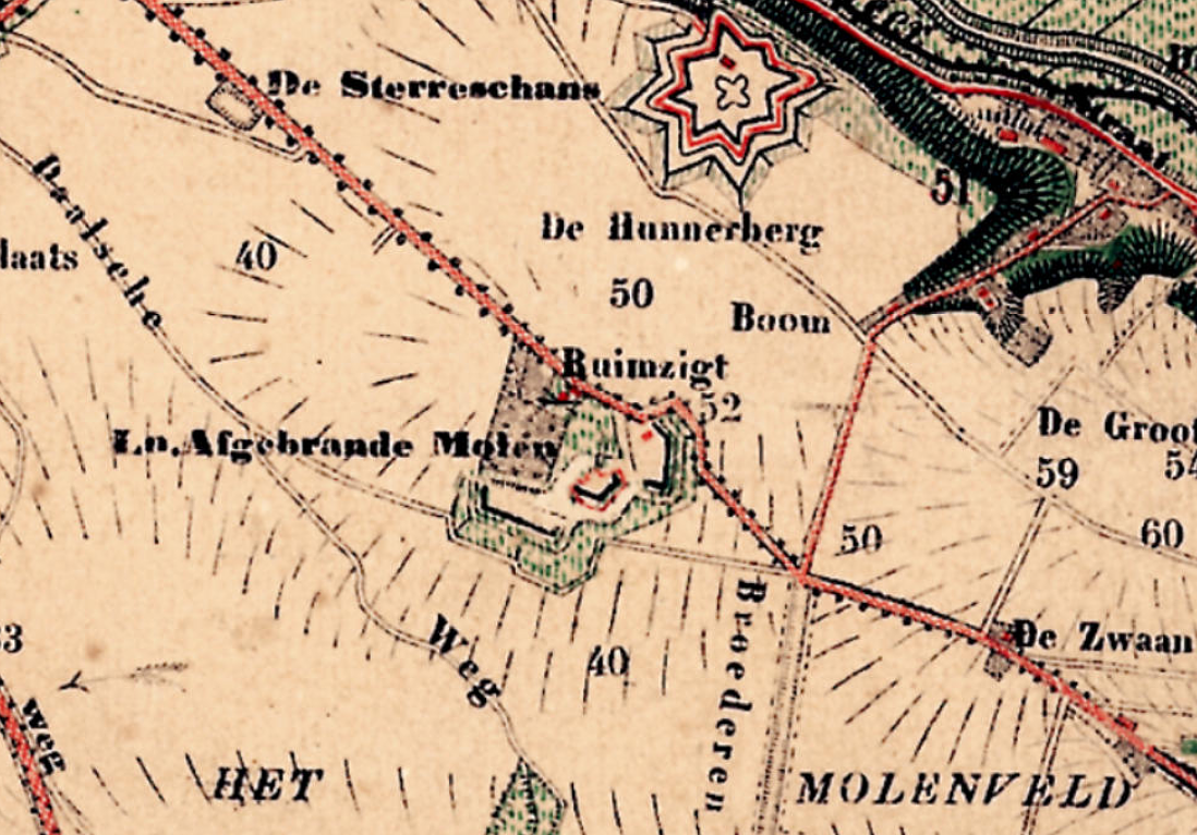 4, Molen 06469 d De Goede Hoop (Nijmegen), detail van topografische kaart 1869 | Database Nederlandse molens