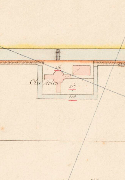 Molen 17273 Het Schaap (Delft), Kadastrale kaart 1811-1832: minuutplan Vrijenban, Zuid-Holland, sectie C, blad 01 (MIN08220C01), 216 | Database Nederlandse molens