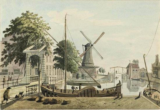 3, Molen 12353 De Bul (2e) (Alkmaar), Tekening Hendrik Tavenier, 1793 (NH Archief). Zonder stellingschoren | Database Nederlandse molens media-bestand