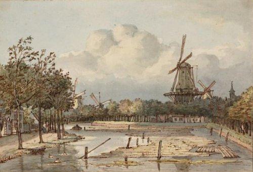2, Molen 06493 j 't Rottenest / De Rijzende Zon (Amsterdam), Tekening Gerrit Lamberts, 1815 | Database Nederlandse molens media-bestand