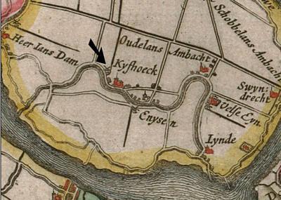 1, Molen 01265 Polder Kijfhoek, Kijfhoekmolen (Zwijndrecht), Toonneel des Aerdrycks, ofte Nieuwe Atlas, 1657, Johan Blaeu | Database Nederlandse molens media-bestand