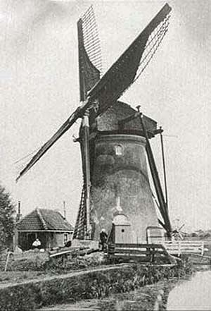 Molen 00985 Bosch- en Gasthuispolder, Boschhuizermolen (Leiden), Foto: n.n. coll. Hans Roest | Database Nederlandse molens media-bestand