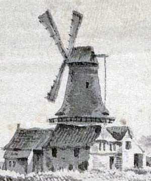 Molen 06494 w De Liefde (Amsterdam), Detail van tekening van P.J. van Liender | Database Nederlandse molens media-bestand