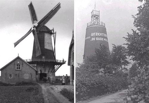 2, Molen 01823 a De Vlijt (2e) (Epe), Foto's: collectie G. Kouwenhovenrechts, de molen als uitkijktoren rond 1930 | Database Nederlandse molens media-bestand