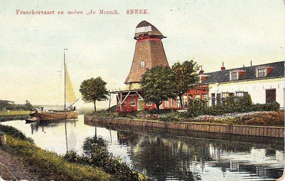 1, Molen 01441 a De Monnik / De Munnik (Sneek/ Snits), Ansichtkaart, coll V. Mepschen | Database Nederlandse molens media-bestand