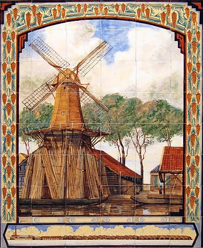 1, Molen 10223 De Vlijt (Alphen aan den Rijn), Tegelplateau ca 1900, coll.Hist.Ver.Alphen | Database Nederlandse molens media-bestand