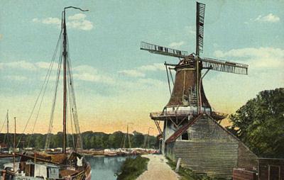 2, Molen 00433 d De Oude Held / De Barkmolen (Groningen), Ansichtkaart, ca 1907Het Reitdiep | Database Nederlandse molens media-bestand