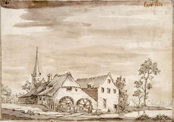 1, Molen 17395 (watermolen) (Epe), Tekening 1662 (Gelders Archief, nr. 1551 - 543) | Database Nederlandse molens media-bestand