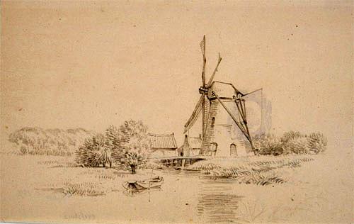3, Molen 02877 c Vierpolders, bovenmolen (Dordrecht), Auteur: F. Lebret, 1868-1872, vanuit het westen gezien | Database Nederlandse molens media-bestand
