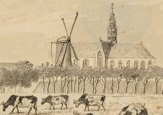 1, Molen 06650 p De Munnik / De Monnik (2e) (Alkmaar), Detail tekening H. Tavenier, 1787 | Database Nederlandse molens media-bestand