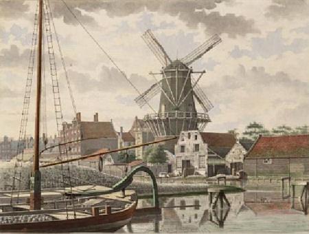 3, Molen 10109 Het Land van Beloften / De Eendracht / De Binnen Tuchthuismolen / De Rooseboom (Amsterdam), Tekening: J.M.A. Rieke (1851-1899) | Database Nederlandse molens media-bestand