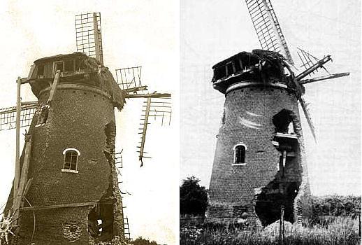 4, Molen 00263 (grondzeiler) (Heteren), Foto: n.n., na beschieting 6 oktober 1944 | Database Nederlandse molens media-bestand