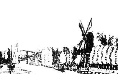 1, Molen 00054 a De Star / De Kromme Aar (Alphen aan den Rijn), Detail van een tekening van Jan Beijer uit 1749, collectie J.A.Henry | Database Nederlandse molens media-bestand