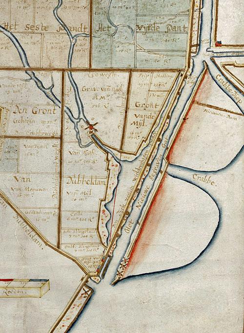 1, Molen 12037 Wieldrecht en Alloysenpolder, Oude Molen / Molen De Valk (Dordrecht), fragment kaart 1671 coll. RAD nr 552_231952-recto | Database Nederlandse molens media-bestand