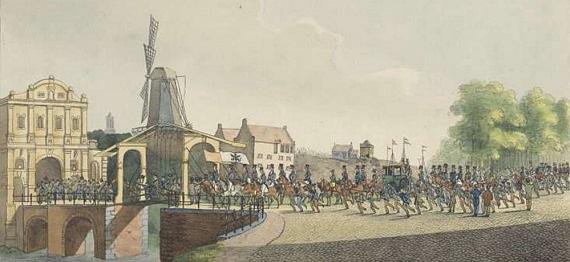 2, Molen 10130 De Fortuin / De Eendracht (Utrecht), JP Houtman naar A Verhoesen, ca. 1831, de intocht van prinses Marianne en prins Albert op 3-10-1830 | Database Nederlandse molens media-bestand