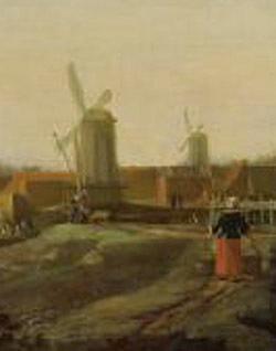 Molen 07052 De Witte Arend (Dordrecht), uitsnede, het gaat hier om de rechter molen | Database Nederlandse molens media-bestand