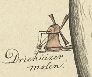 1, Molen 00019 De Ronde Veenen / Polder Veldzijde, Driehuizer Molen (Wilnis), Detail kaart uit 1808 (zie tekst) | Database Nederlandse molens media-bestand