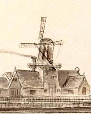 Molen 12082 De Reus Goliath (Dordrecht), Detail van onderstaande tekening | Database Nederlandse molens media-bestand