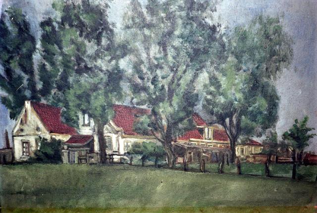 3, Molen 01441 b De Hen (Sneek/ Snits), Schilderij vanaf de Trekweg, coll. J.J. Tiemersma | Database Nederlandse molens media-bestand