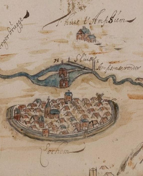 2, Molen 03137 a Stadsmolen (Lochem), uitsnede kaart 1643 Gelders Archief | Database Nederlandse molens media-bestand