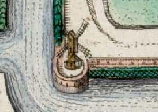 1, Molen 06904 k Helmolen / Witmolen (Delft), Fragment kaart Blaeu, 1649 | Database Nederlandse molens media-bestand