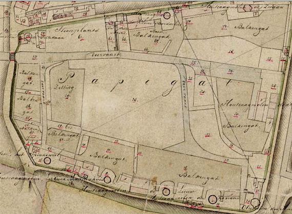 2, Molen 03940 k Willem De Eerste / De Wever (Dordrecht), Detail kadasterkaart Dubbeldam 1811-1832 'Papegat' | Database Nederlandse molens media-bestand