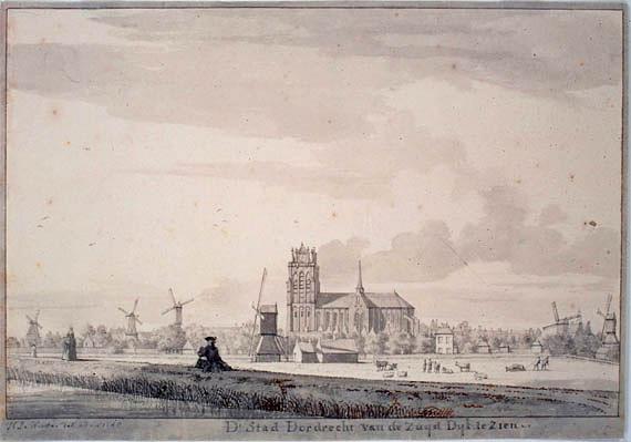 3, Molen 12065 Koornbloem / De Korenbloem / (Steene Moole?) (Dordrecht), Tekening H. de Winter 1745, coll. RAD nr 551_35305 | Database Nederlandse molens media-bestand