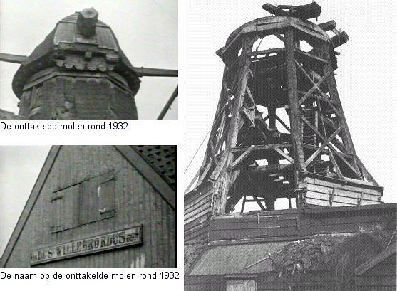 2, Molen 01086 De Sint Willebrordus / De Verdwaalde Boer (Zaandam-Oost), rechts het achtkant :foto: n.n. opname november 1938, verzameling F.Rol | Database Nederlandse molens media-bestand