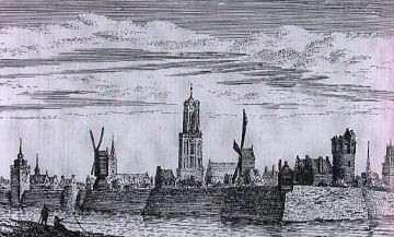 2, Molen 11172 De Sprokkel ( Sterkenburgbolwerk) (Utrecht), Twee standerdmolens, rechts De Sprokkel, links De Lelie (dbnr. 8162) | Database Nederlandse molens media-bestand