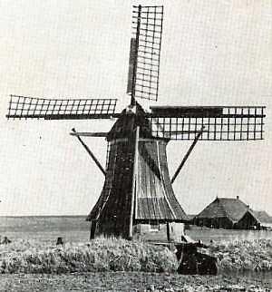 Molen 06435 Waterschap De Contributiedijken / Polder Grote Gans, Keegstra's molen (Ezumazijl/ Lezumasyl), Foto: n.n., ca. 1936 (Wybenga) | Database Nederlandse molens media-bestand