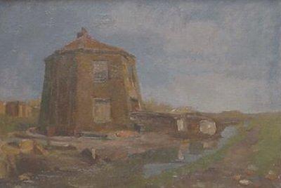 2, Molen 06657 l De Zwaan / De Kleine Zwaan (Amsterdam), Olieverfschilderij van Volmar Hendrik 1902, ingestuurd door L.Scheurkogel | Database Nederlandse molens media-bestand