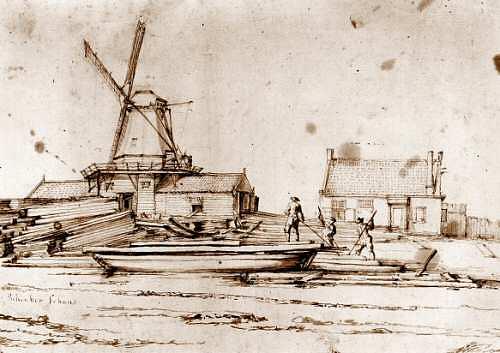 1, Molen 11811 De Eendragt (Leeuwarden/ Ljouwert), Prent 18e eeuw (coll. D. Bunskoeke) | Database Nederlandse molens media-bestand