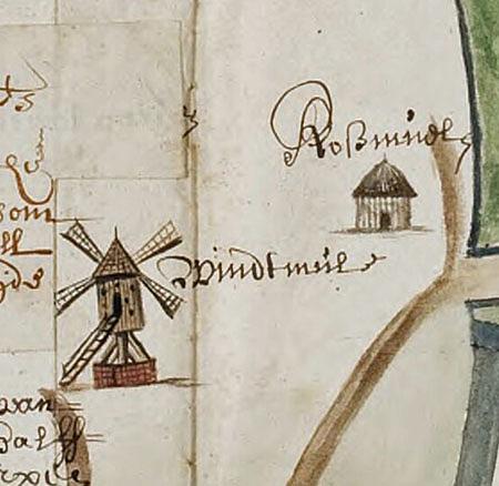 1, Molen 06650 a Terborgsche Graanmolen (Terborg), Kaart van D. van Ravesteijn, 1666 | Database Nederlandse molens media-bestand
