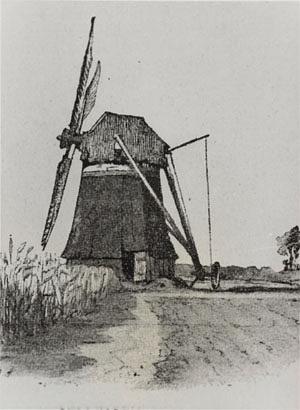 Molen 06424 m Molen van Lubberman (Sellingen), Afb. Pentekening Buenink, 16 mei 1968 | Database Nederlandse molens media-bestand