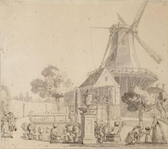 1, Molen 06490 g De Hooiberg (Amsterdam), Tekening: Rienier Vinkeles, 1775 | Database Nederlandse molens media-bestand