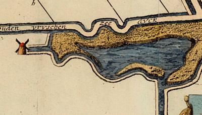 1, Molen 07146 Het Wad van Schagen / Neskaag (Schagen), Detail kaart Wieringerwaard 1611 | Database Nederlandse molens media-bestand