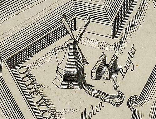 1, Molen 06490 x De Ruiter / De Ruyter (2e) (Amsterdam), Fragment kaart van N. Frankendaal | Database Nederlandse molens media-bestand